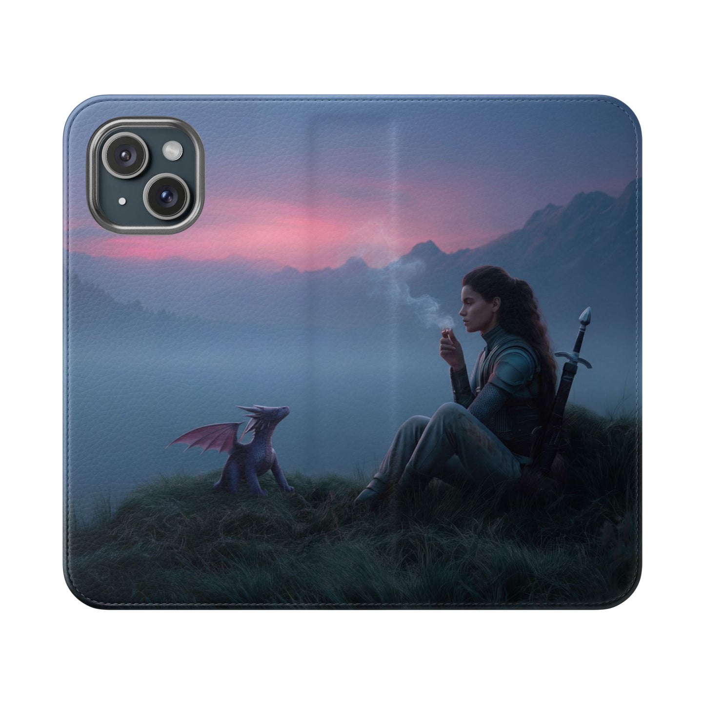 Silent Guardian Flip Cases – Misty Dawn Warrior and Dragon Companion
