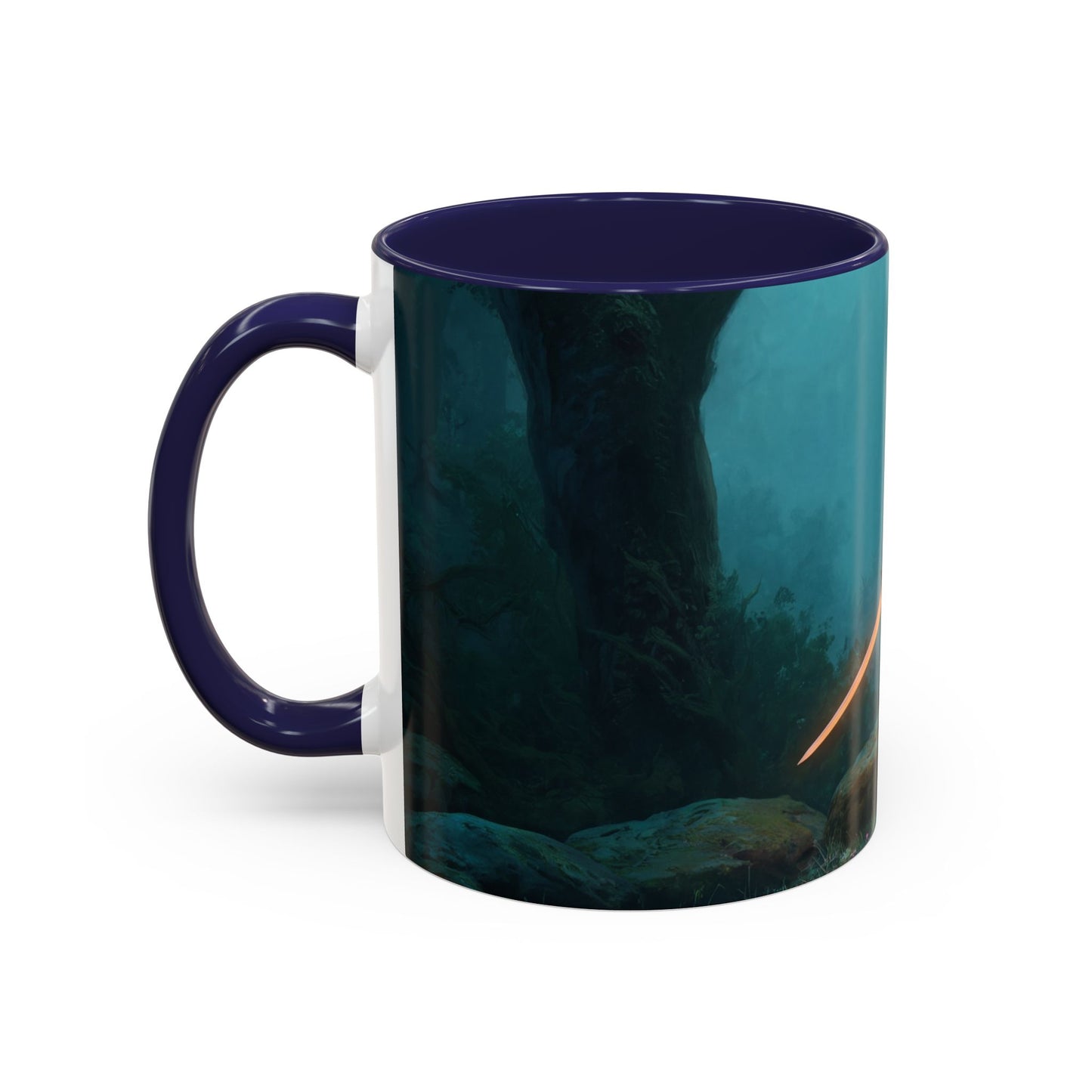 Glowing Sword Elf Sentinel Accent Coffee Mug (11, 15oz) – Misty Forest Guardian