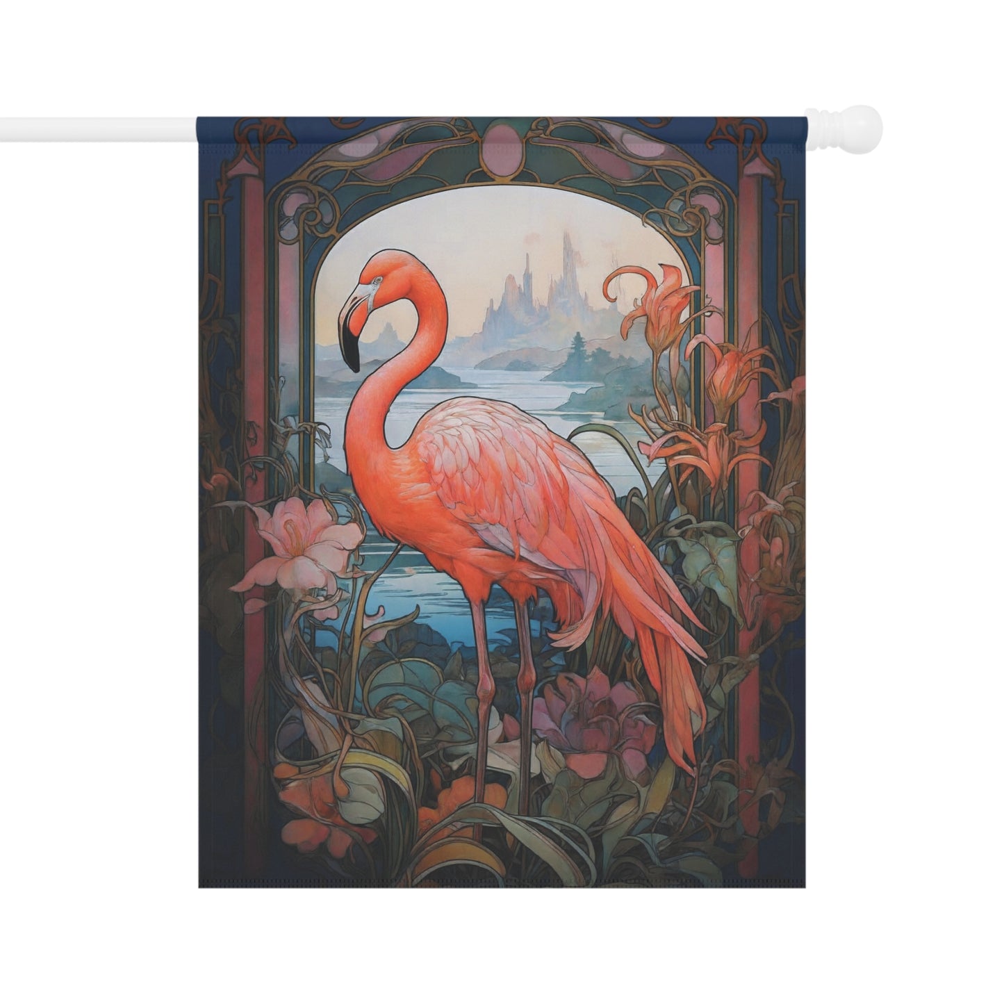Art Nouveau Flamingo Garden Flag - Product