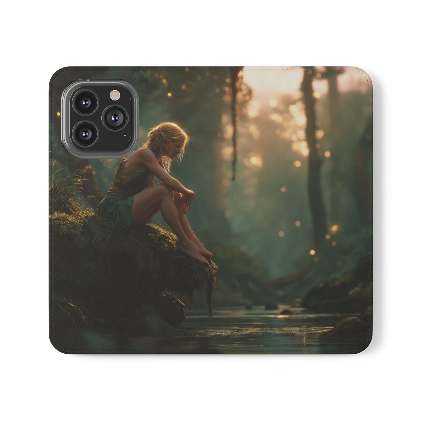 Mossy Bank Fairy Flip Cases – Golden Hour Sentinel Portrait