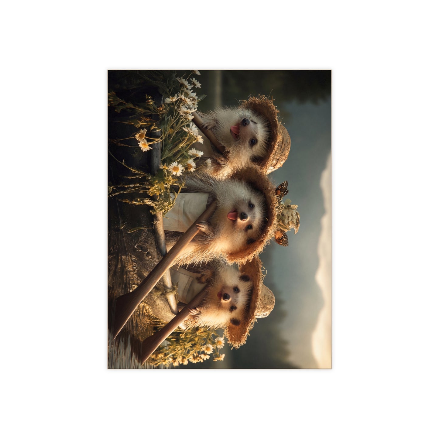 Three Hedgehogs Rowing Boat Ceramic Photo Tile – Sunlit Summer Serenade