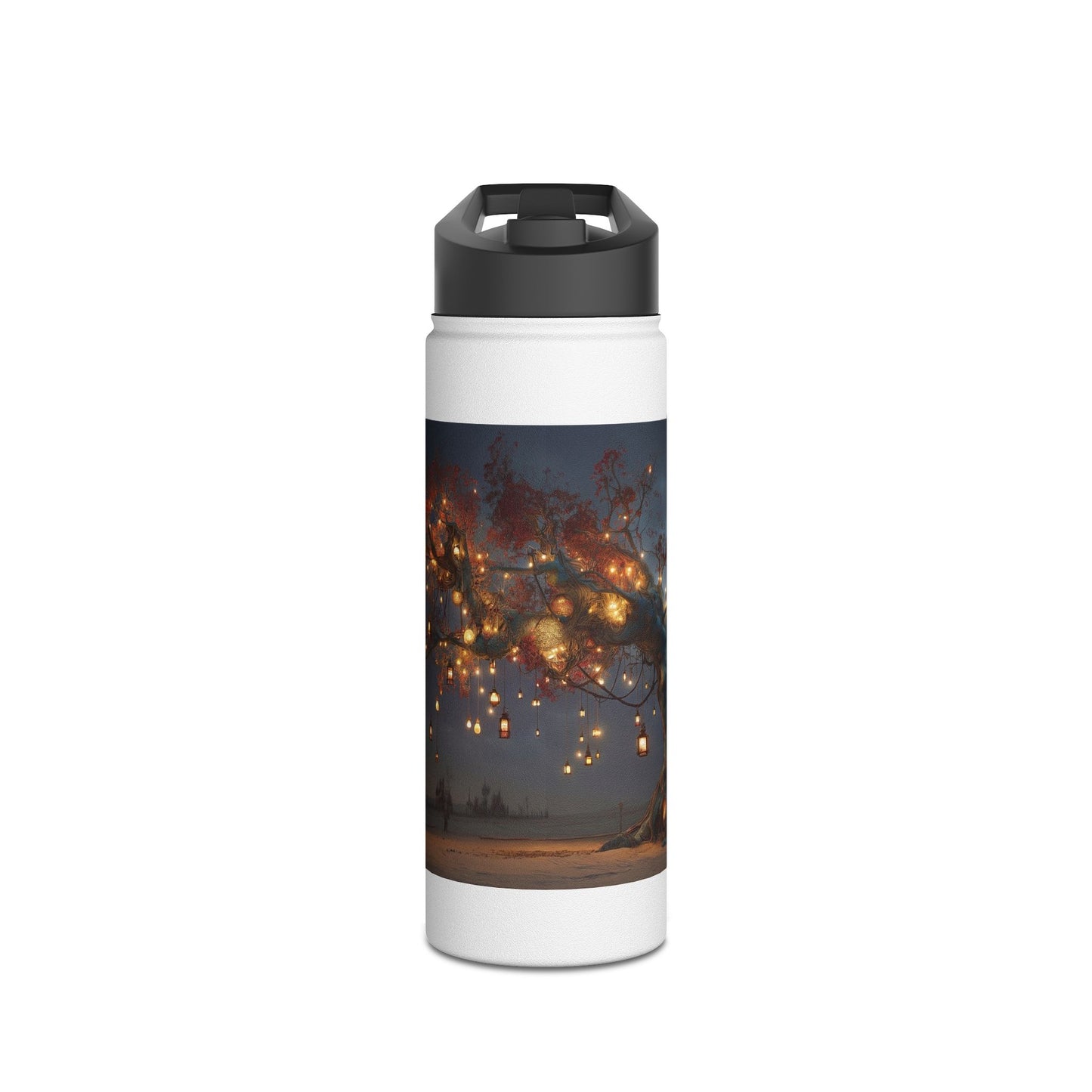 Lantern Tree Stainless Steel Water Bottle, Standard Lid – Desert Night’s Whispering Grove