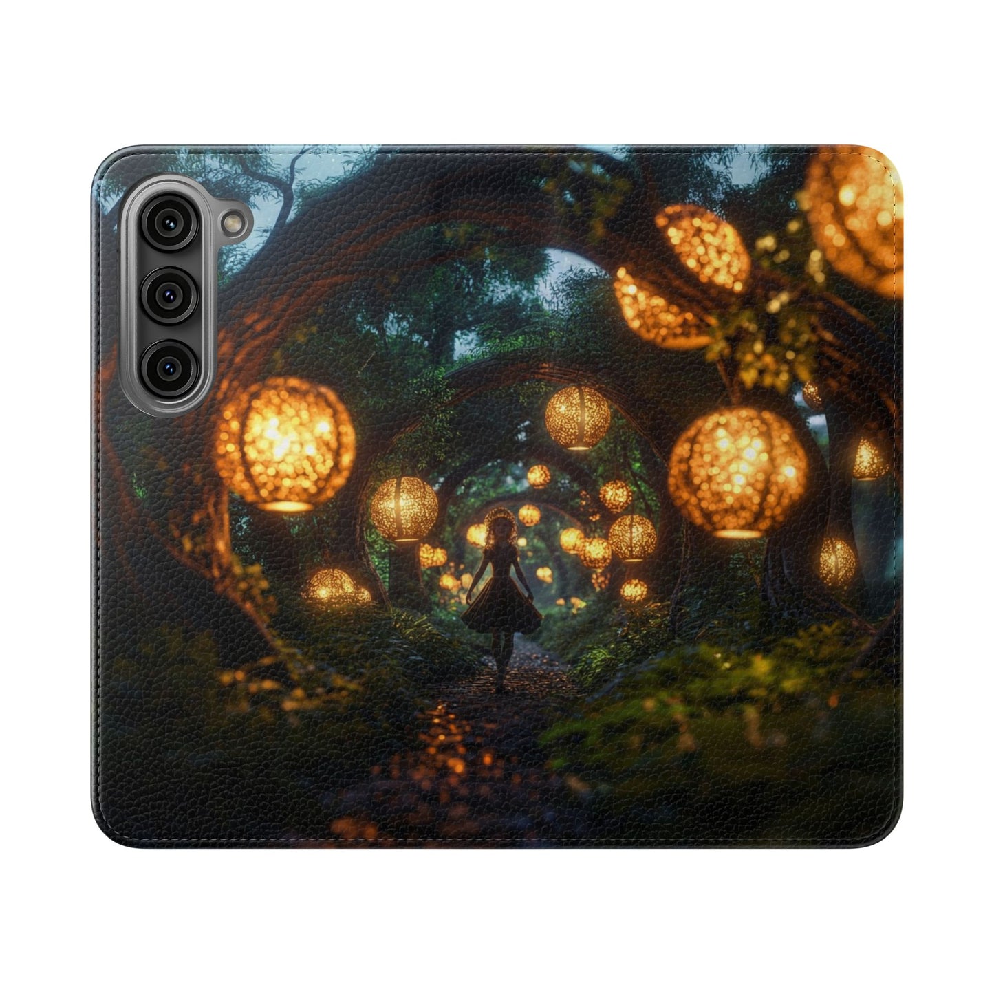 Lantern Archway Flip Cases – Girl Walking Through Forest Tunnel Art Case