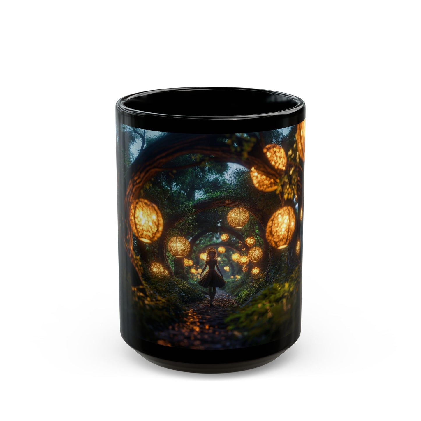 Luminous Lantern Grove Mug – Whispering Pathway Through Ancient Trees
