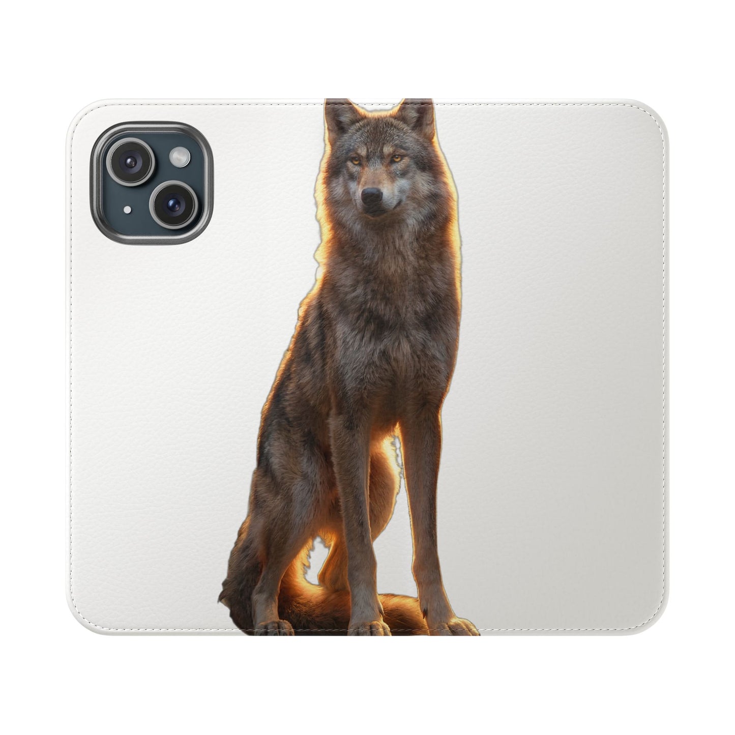 Sunlit Wolf Flip Cases – Golden Hour Sentinel Portrait