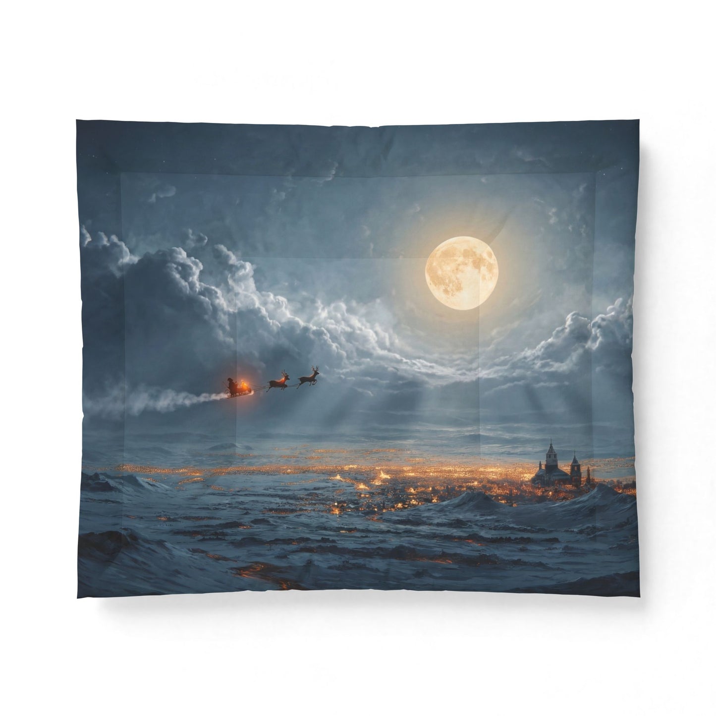 Moonlit Sleigh Cotton Comforter – Winter Eve Guardianscape