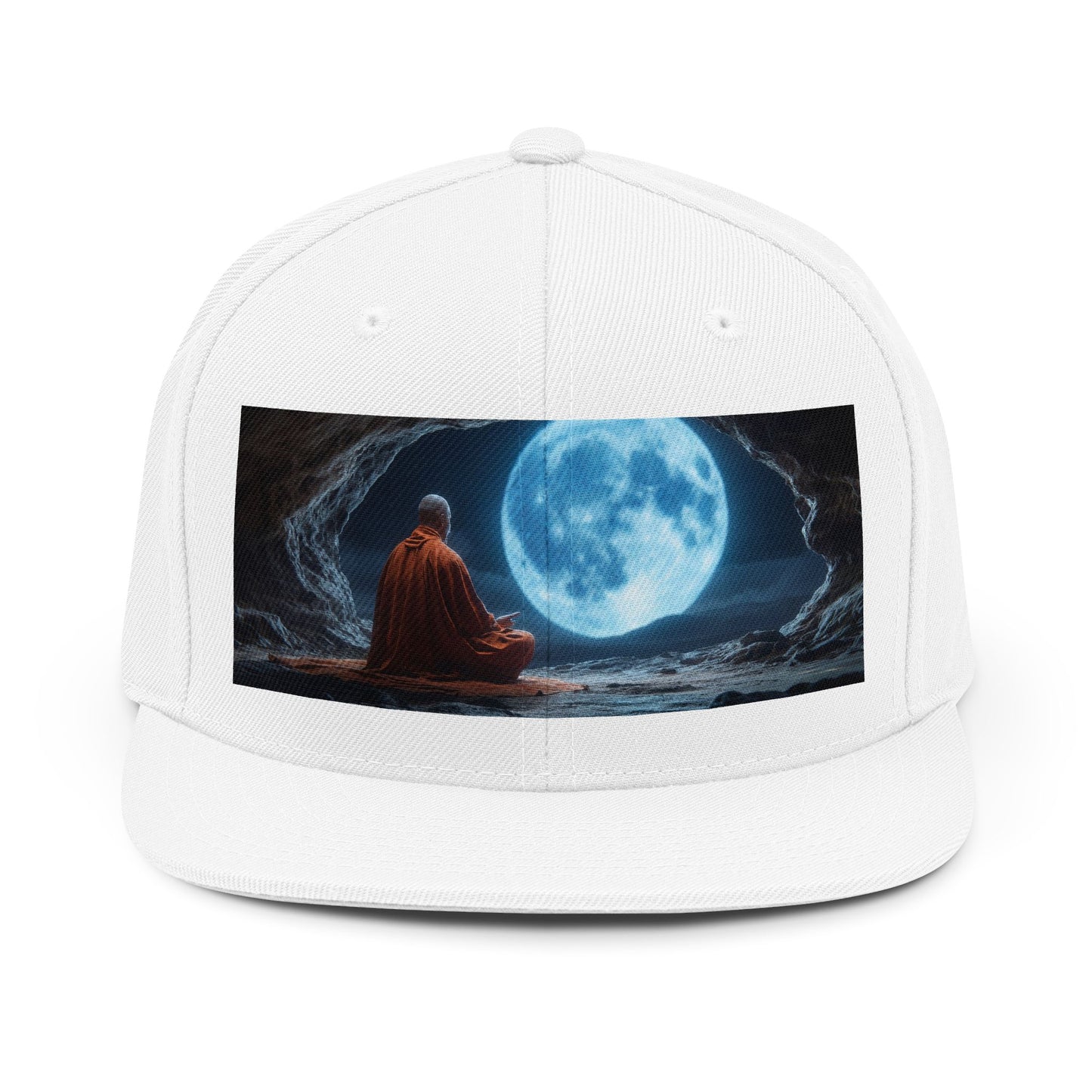 Moonlit Monk Unisex Snapback Hat – Stillness Beneath the Celestial Disc