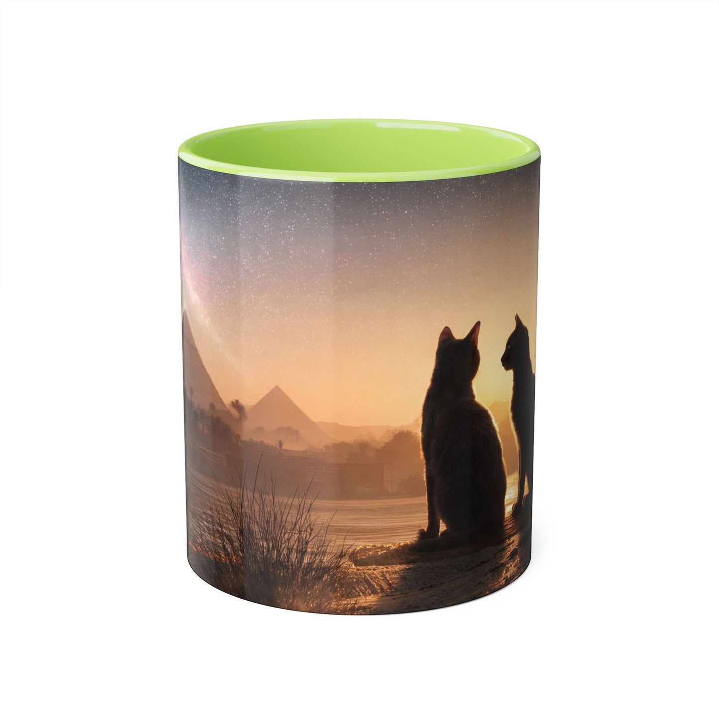 Twin Cats at the Pyramids Accent Mugs, 11oz – Nile Starlight Silhouette