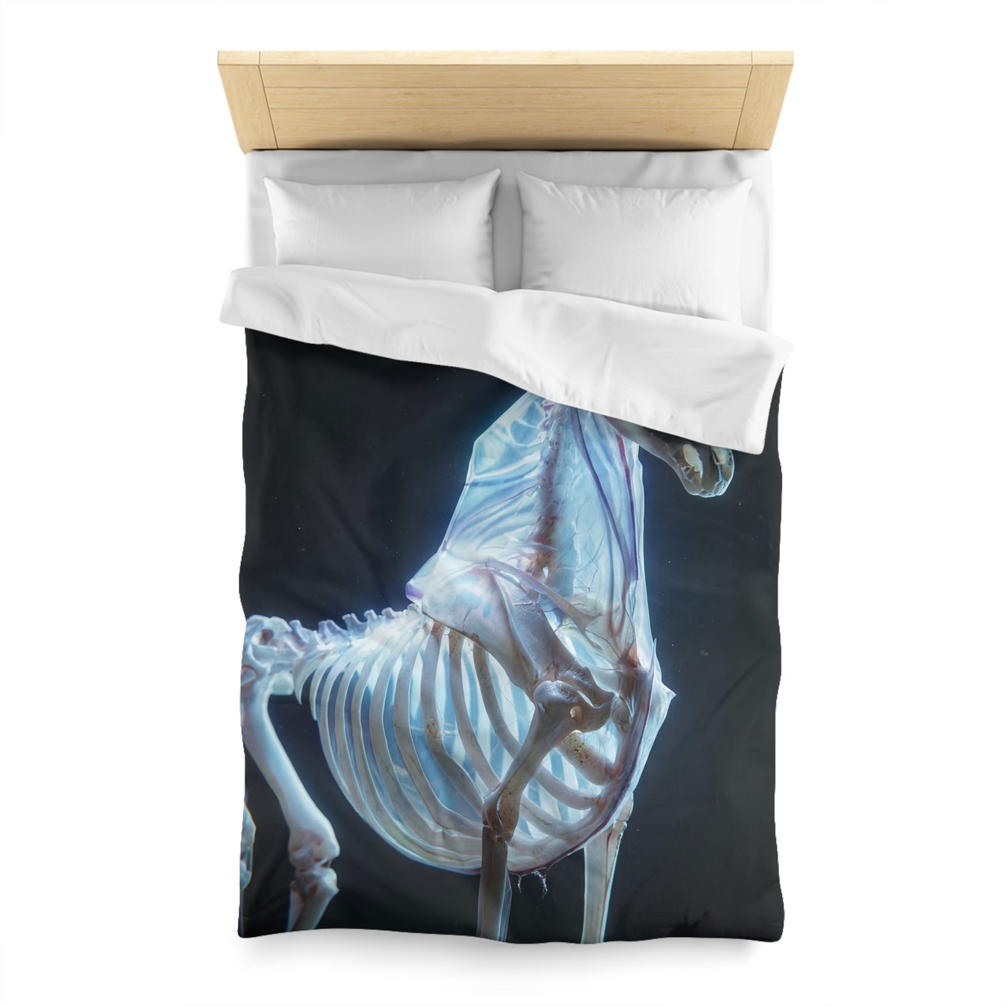 Celestial Unicorn Skeleton Duvet Cover – Ethereal Glow in the Dark