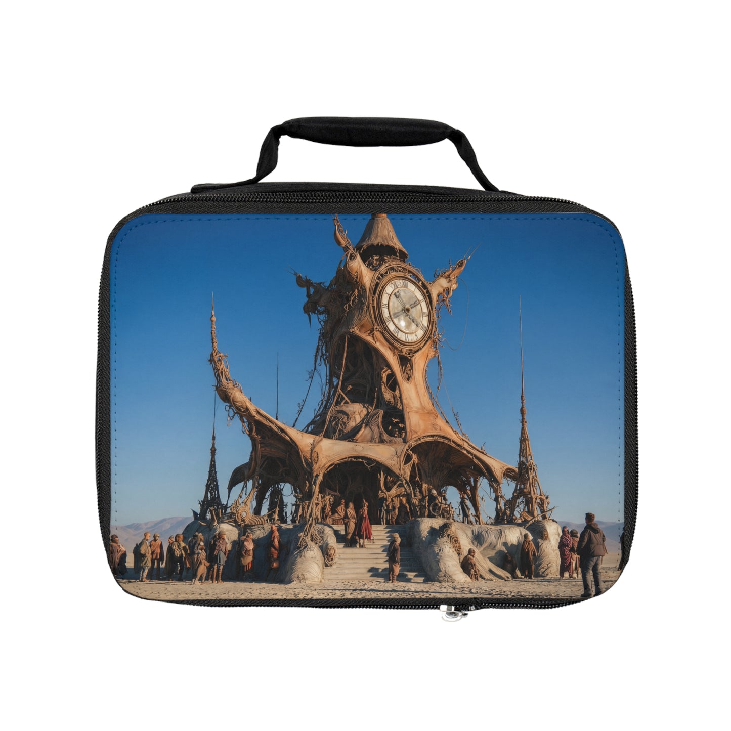 Desert Clocktower Lunch Bag – Timeless Sandscape Sanctuary