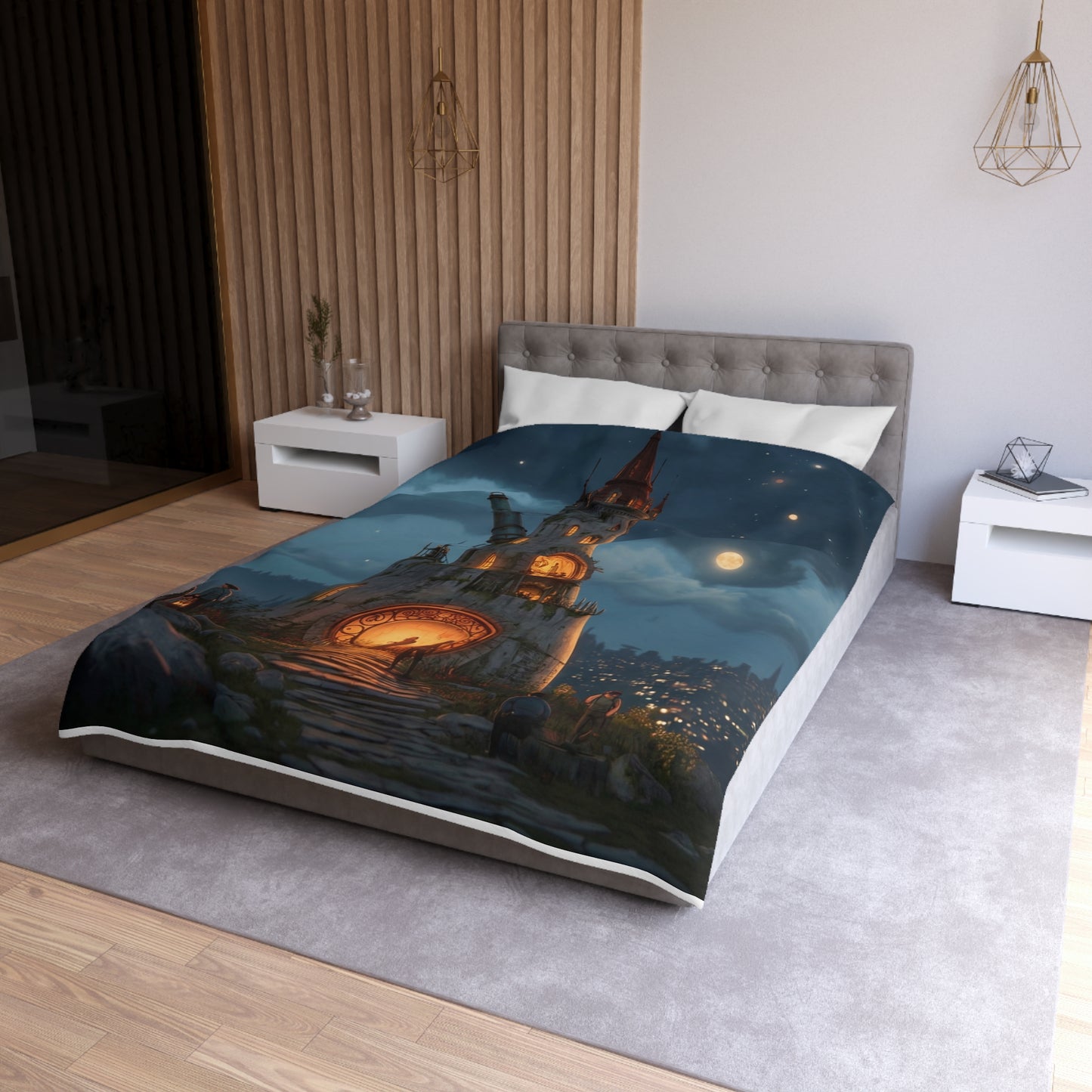 Starlit Observatory Duvet Cover – Whispers of the Cosmic Gate