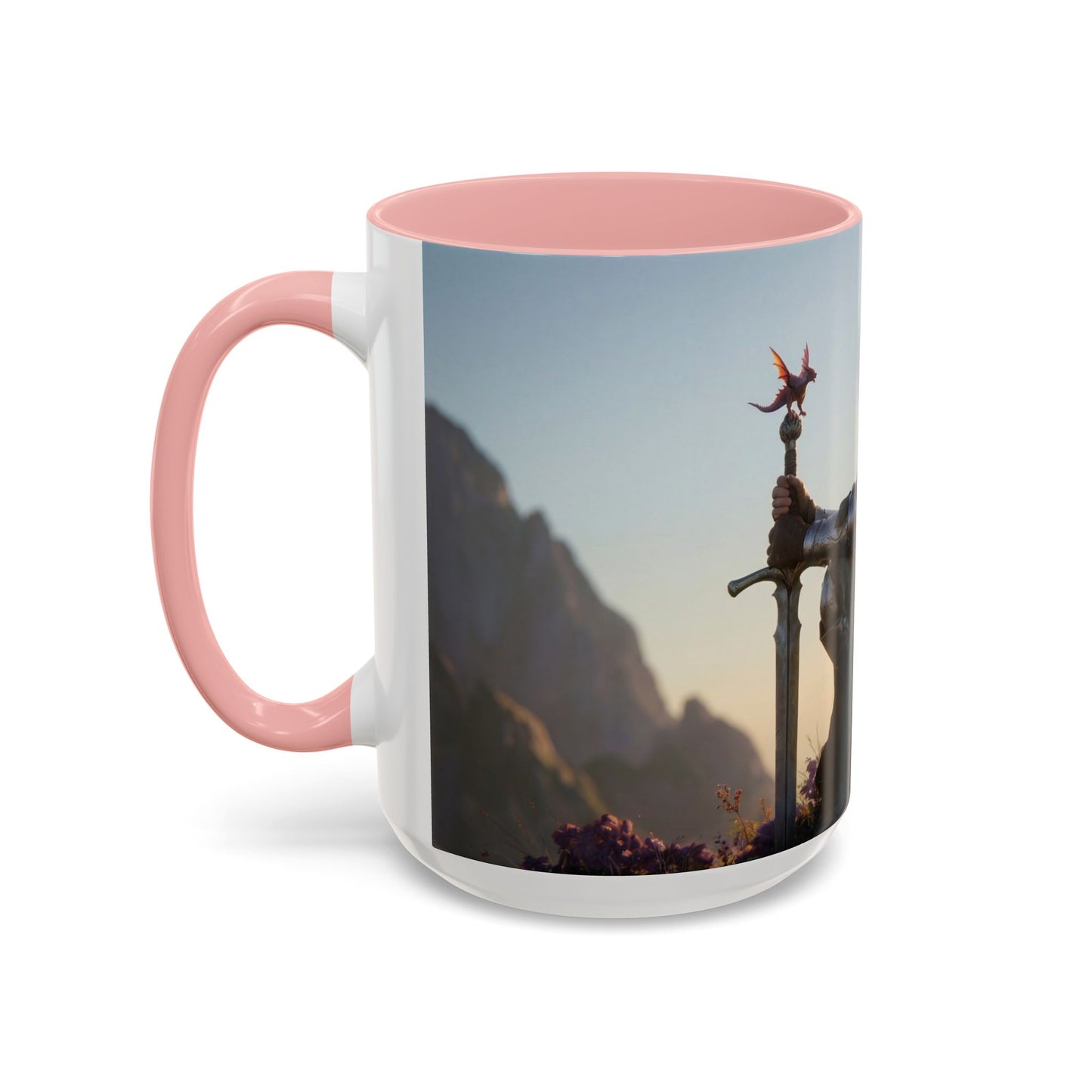 Dragon Rider at Dawn Accent Coffee Mug (11, 15oz) – Sunset Sentinel and Whispering Scale
