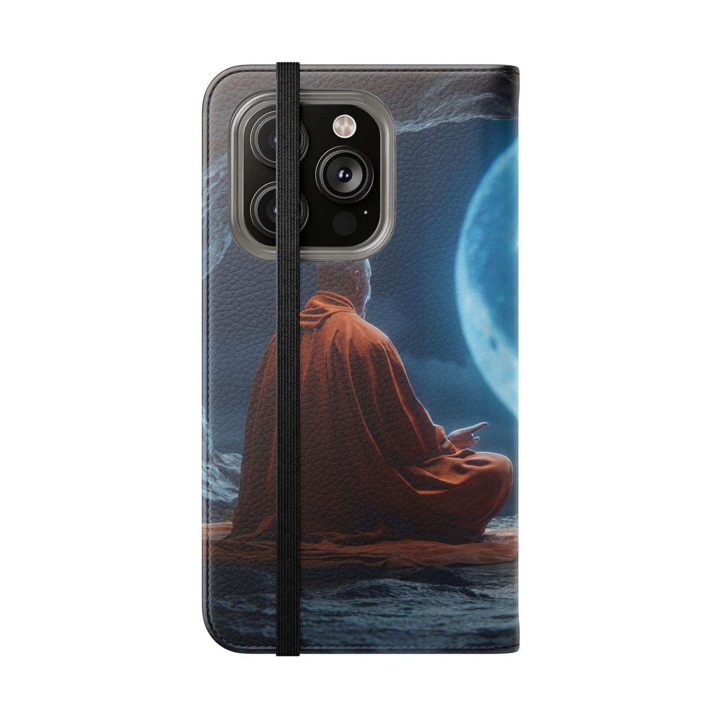 Lunar Meditation Flip Cases – Serene Monk Under Moonlight