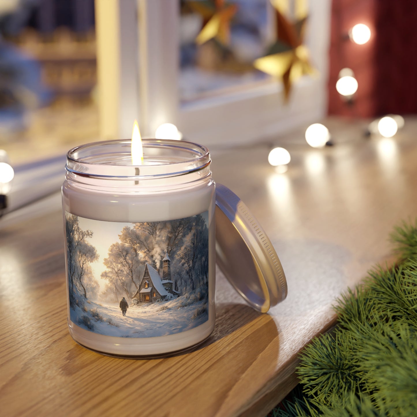 Snowbound Chapel Scented Soy Candles with White Lid, 9oz – Warmth in a Winter’s Hush