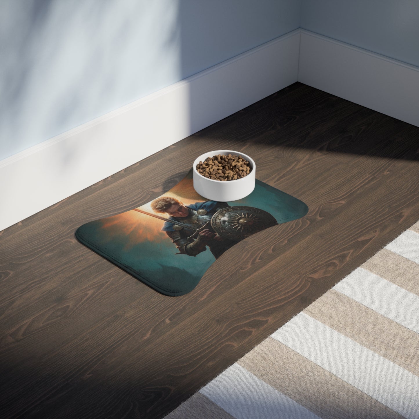 Dawn-Bringer Knight Pet Feeding Mats – Radiant Armor and Sunburst Glow