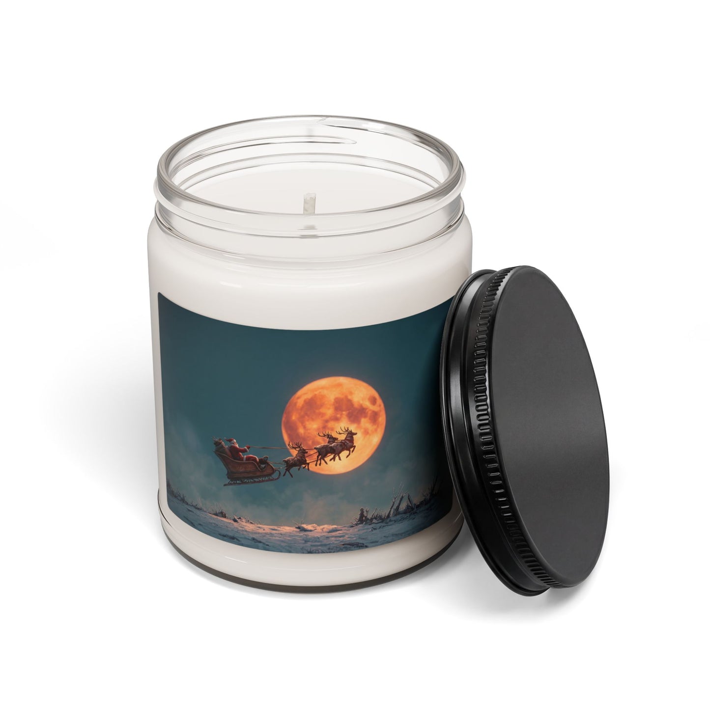 Santa’s Midnight Flight Scented Soy Candle, 9oz – Crimson Moon Over Snowy Peaks