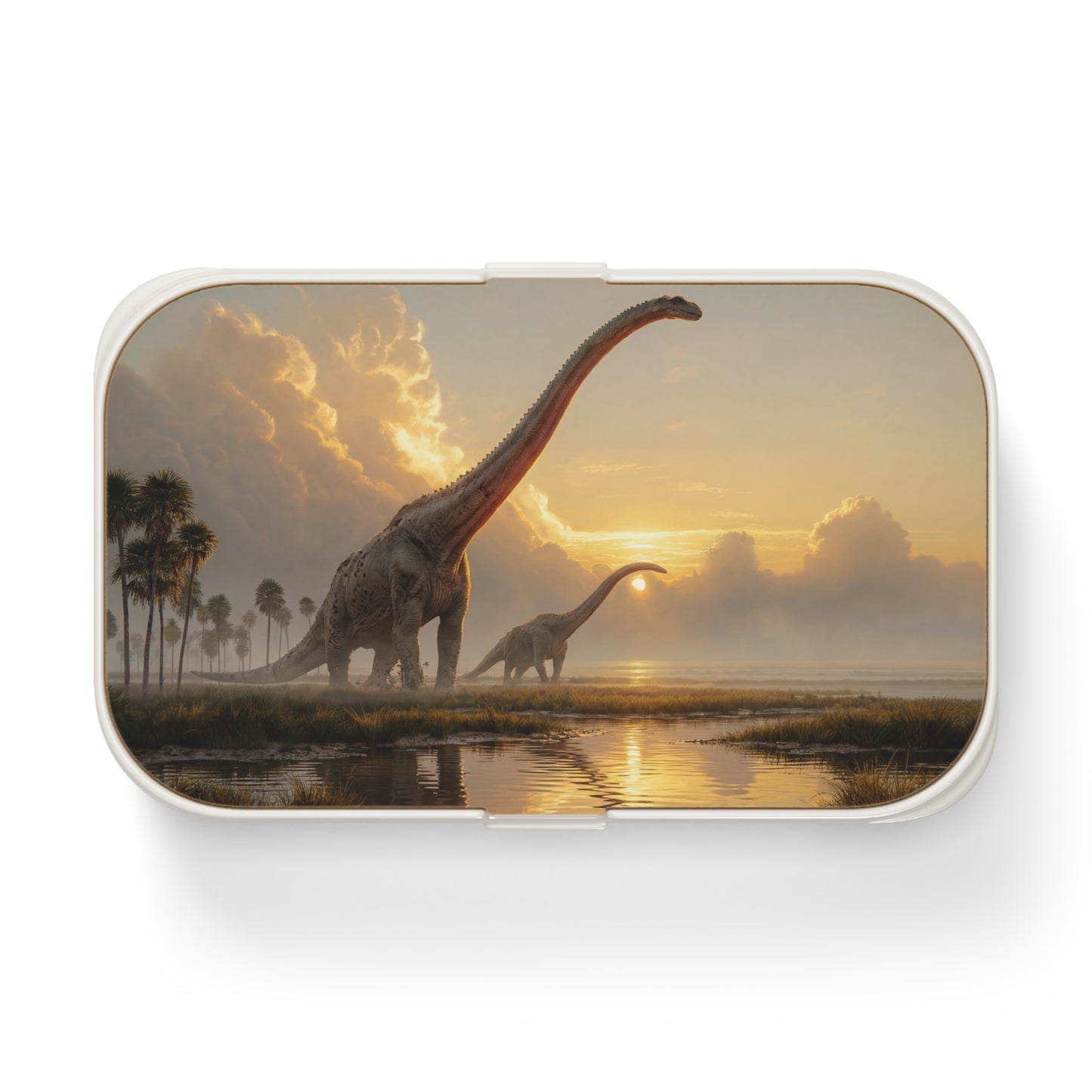 Dinosaur Sunset Bento Lunch Box – Prehistoric Serenity at Dusk