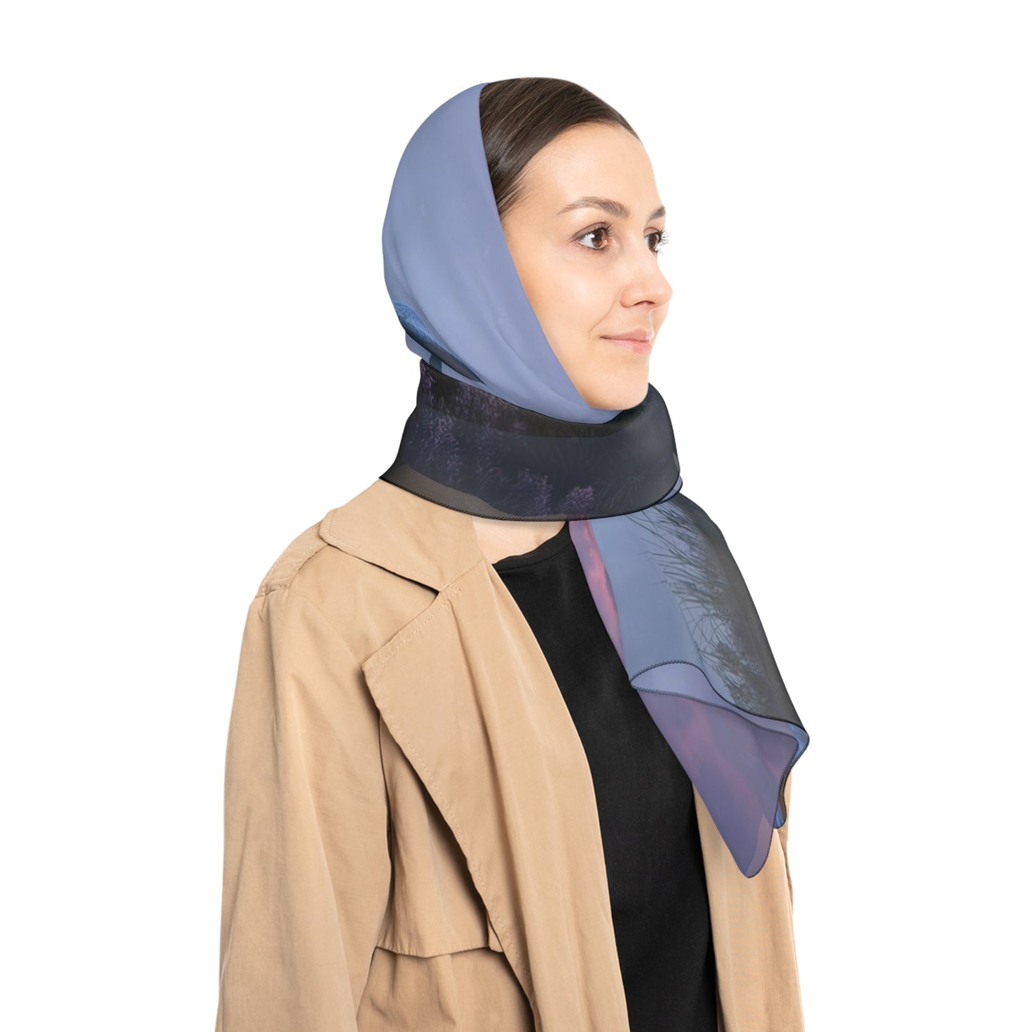 Moonlit Wanderer Poly Scarf – Twilight Mycelium Vista