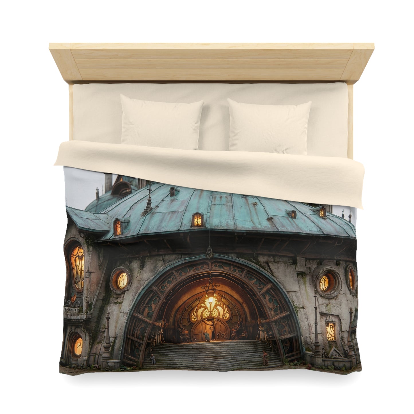 Ancient Citadel Duvet Cover – Warm Light Through Weathered Stone