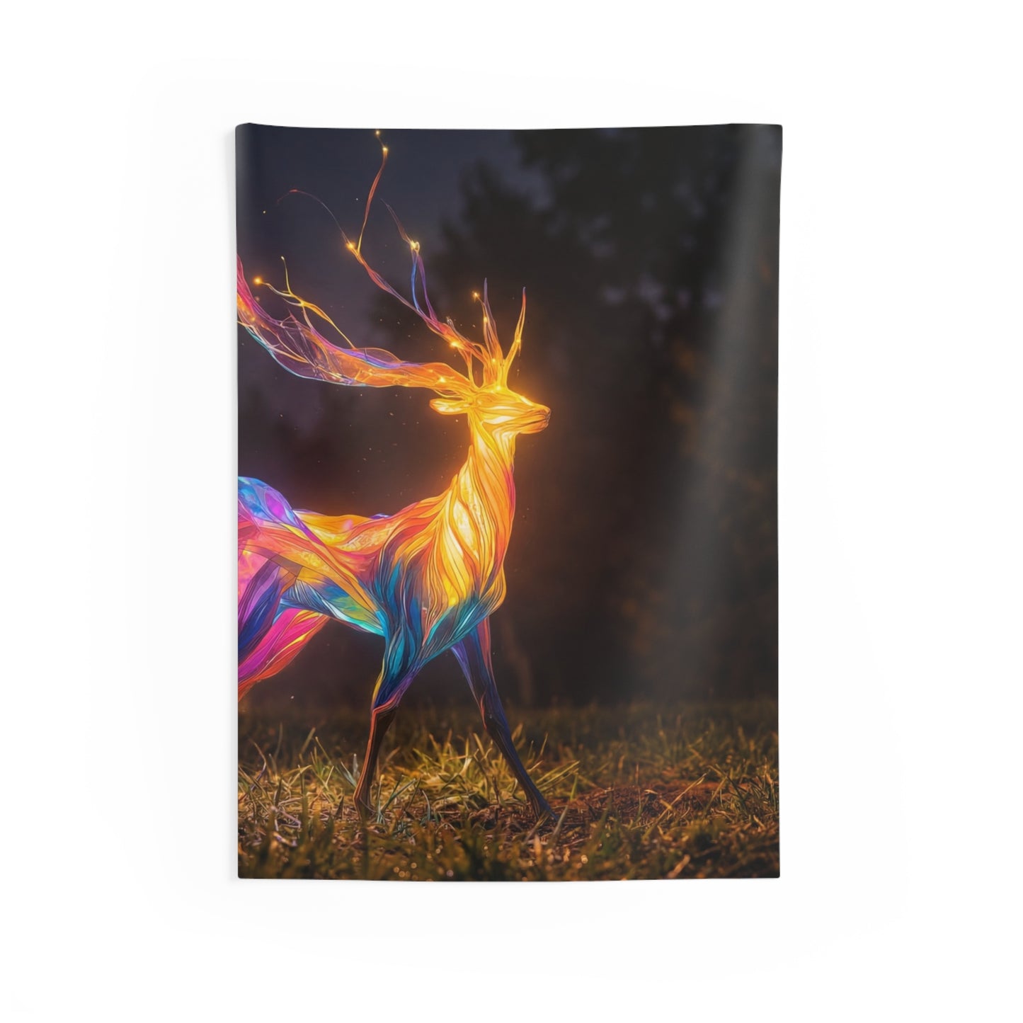 Chromatic Stag Indoor Wall Tapestries – Electric Forest Luminescence