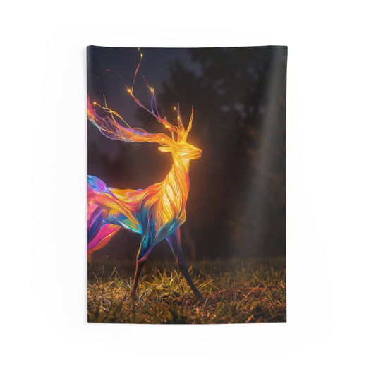 Chromatic Stag Indoor Wall Tapestries – Electric Forest Luminescence