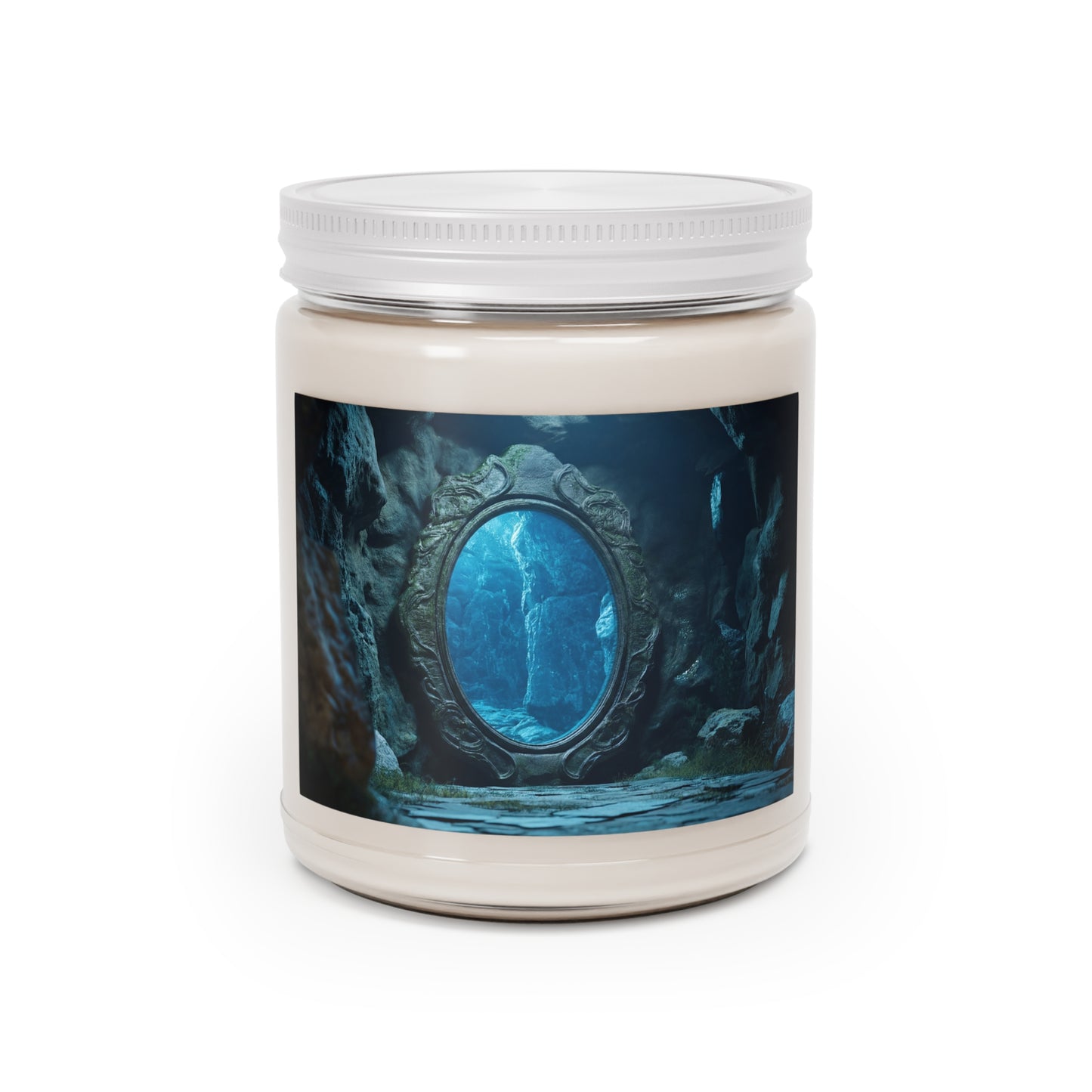 Mirror Portal Scented Soy Candles with White Lid, 9oz – Azure Abyss Gateway