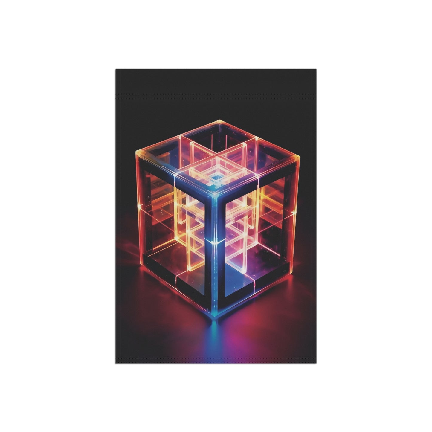 this is a tesseract, this is a hypercube, a three dimensional representation of a four dimensional object, larger on the inside than it is on the outside - Garden & House Banner