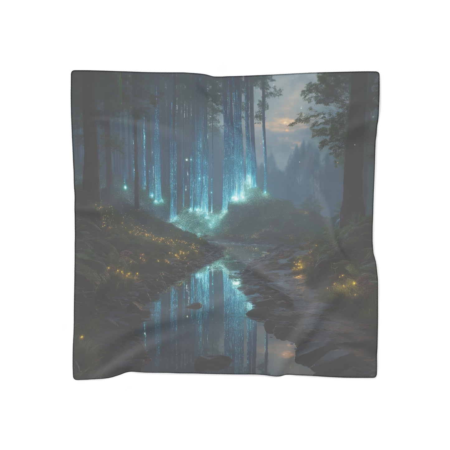 Celestial Waters Poly Scarf – Whispering Forest Light Dreamscape