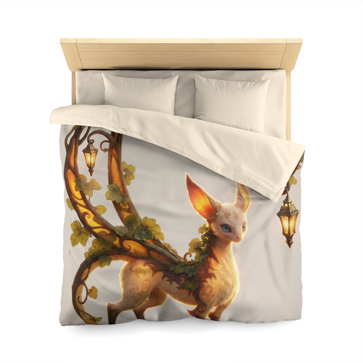 Moonlit Sentinel Microfiber Duvet Cover – Whimsical Feline Guardian Dreamscape