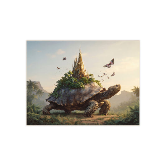 Castle on Tortoise Ceramic Photo Tile – Guardian of the Verdant Realm