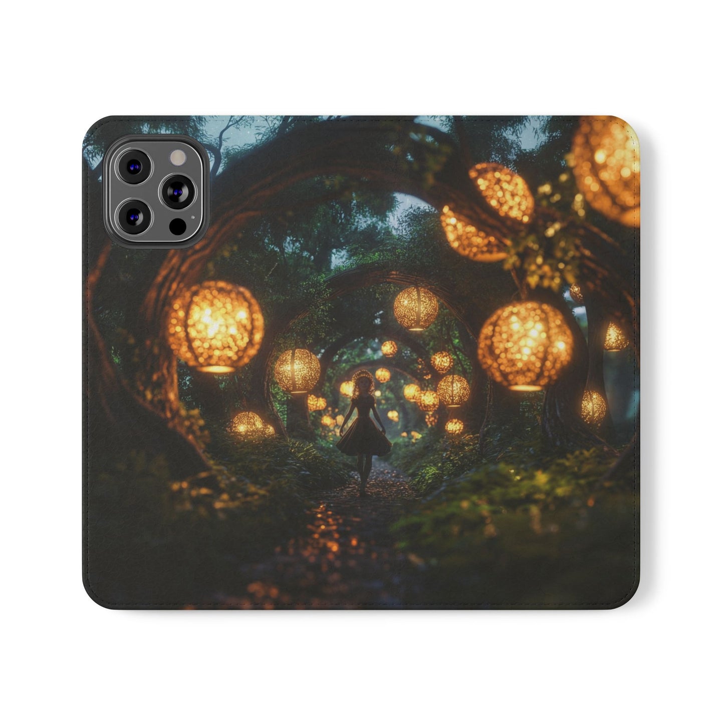 Lantern Archway Flip Cases – Girl Walking Through Forest Tunnel Art Case