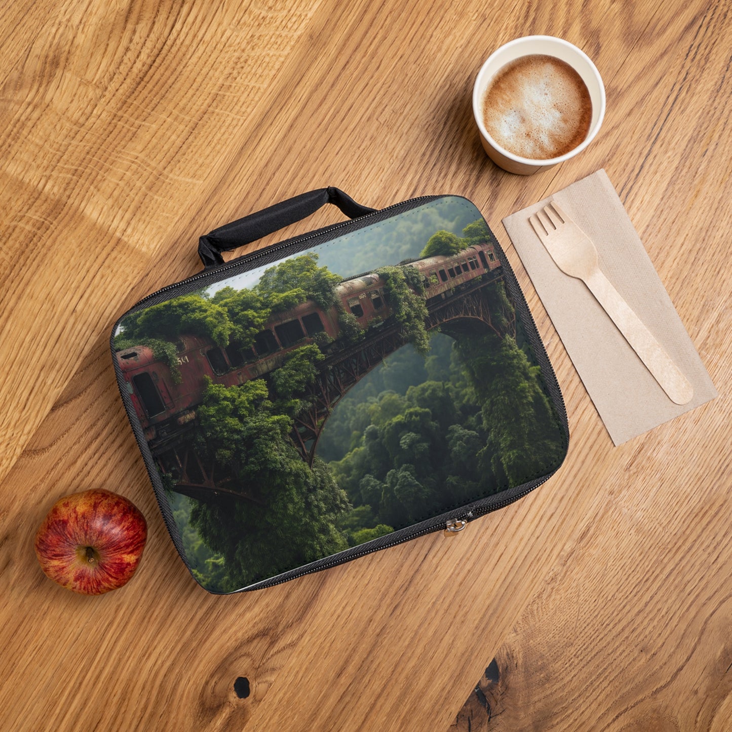 Overgrown Train Bridge Lunch Bag – Where Nature Reclaims the Rails