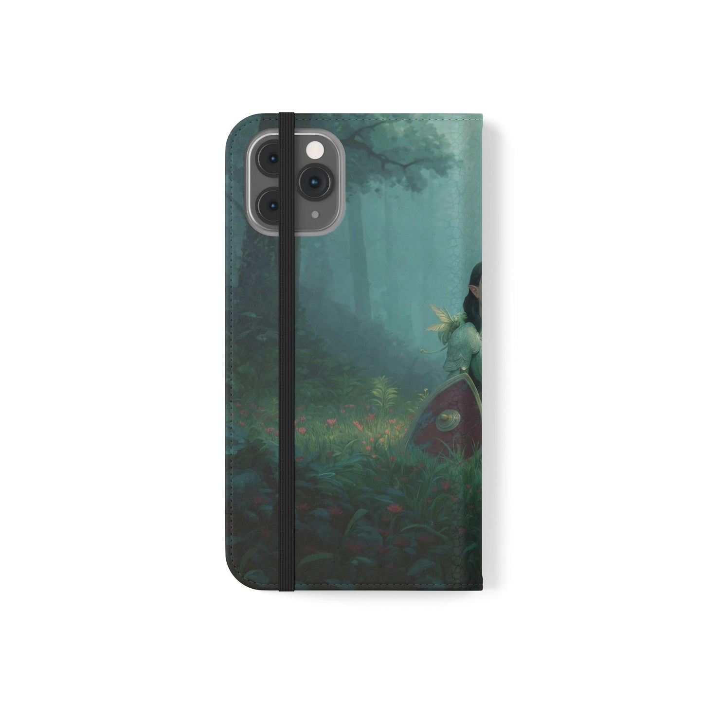 Woodland Sentinel Flip Cases – Green Knight in Misty Grove