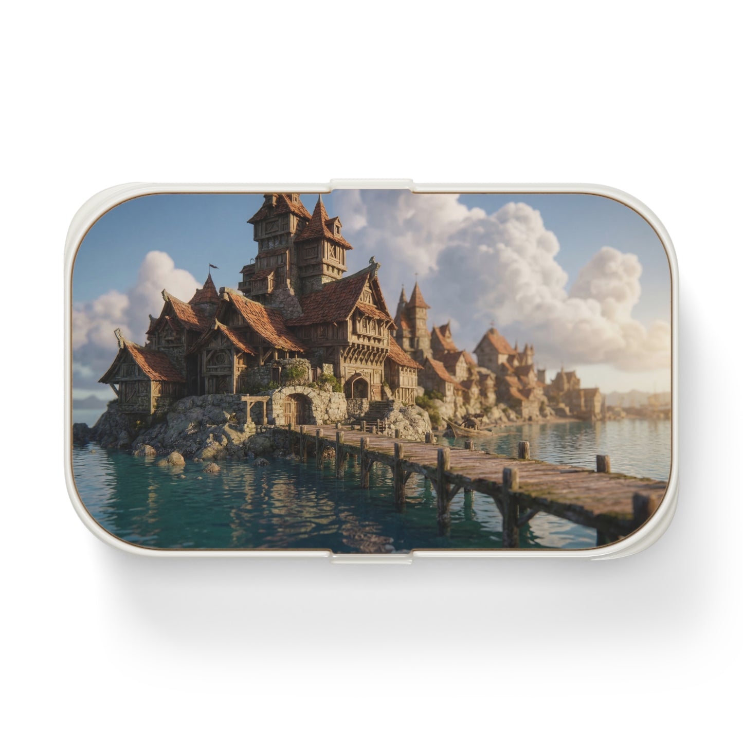 Harbor’s Whisper Bento Lunch Box – Coastal Viking Village Dreamscape