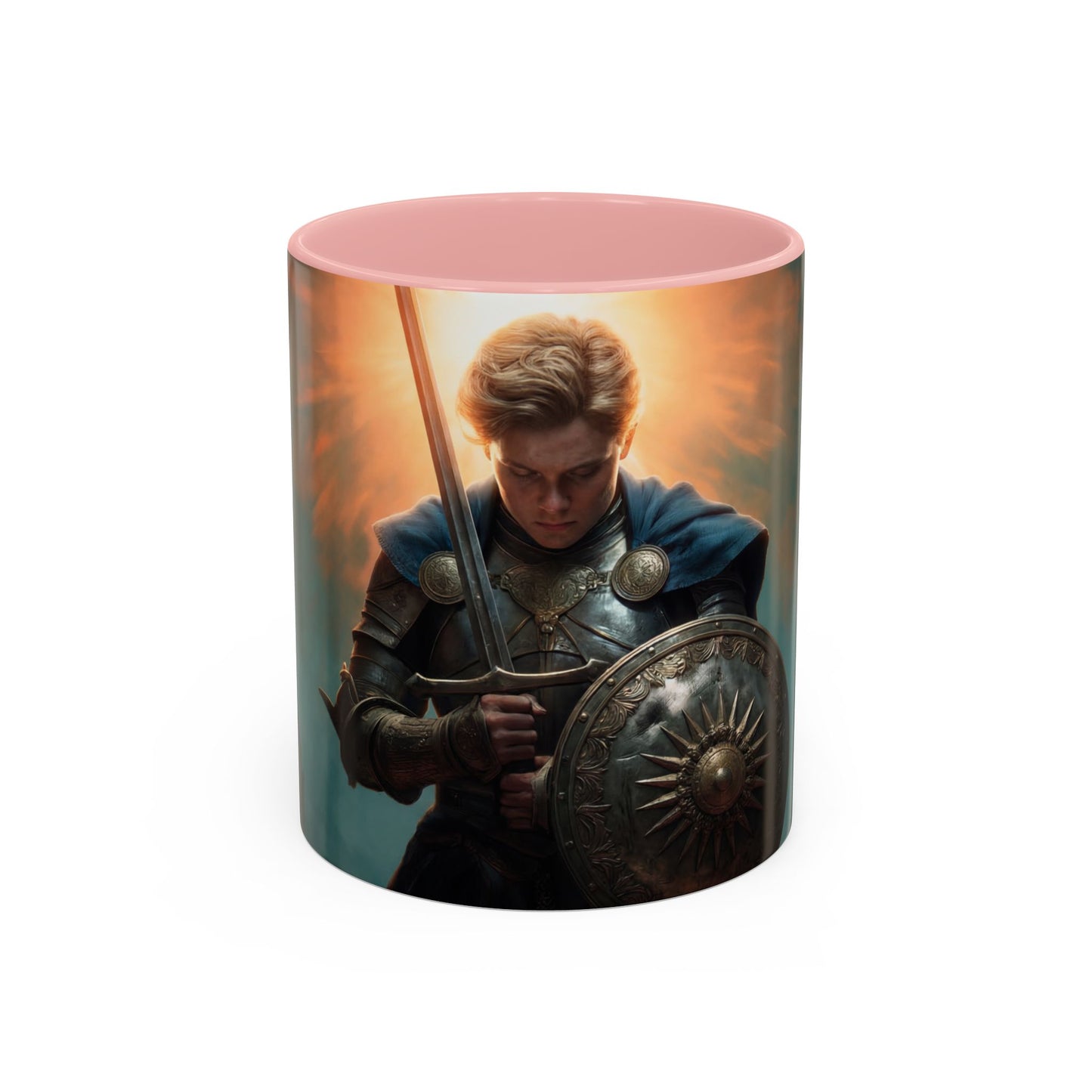 Dawn-Kissed Sentinel Accent Coffee Mug (11, 15oz) – Radiant Resolve in Shadowed Towers