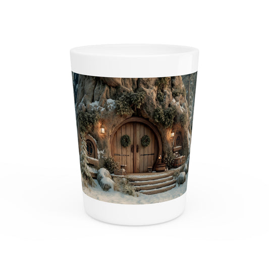 Winterwood Cottage Shot Glass – Hearthlight in the Snowy Glade