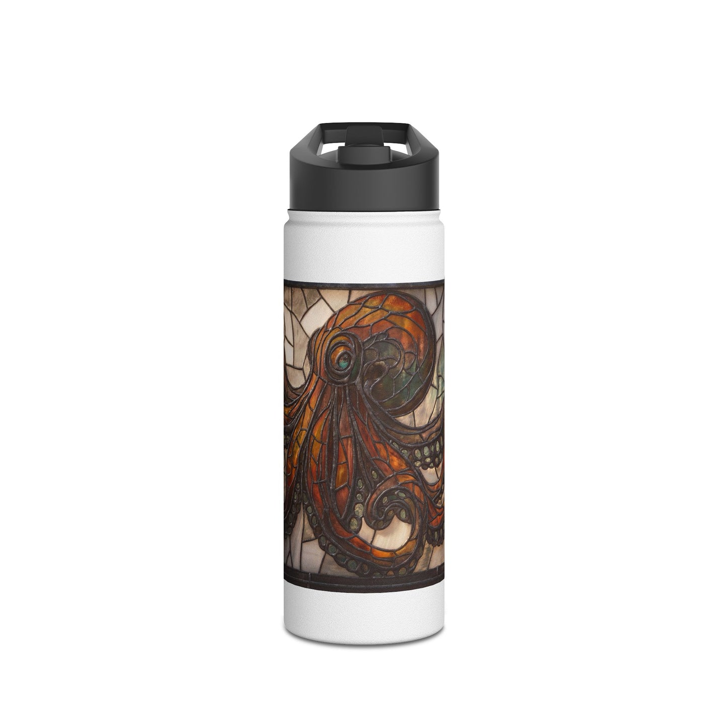Stained Glass Octopus Water Bottle – Amber Abyss Guardian