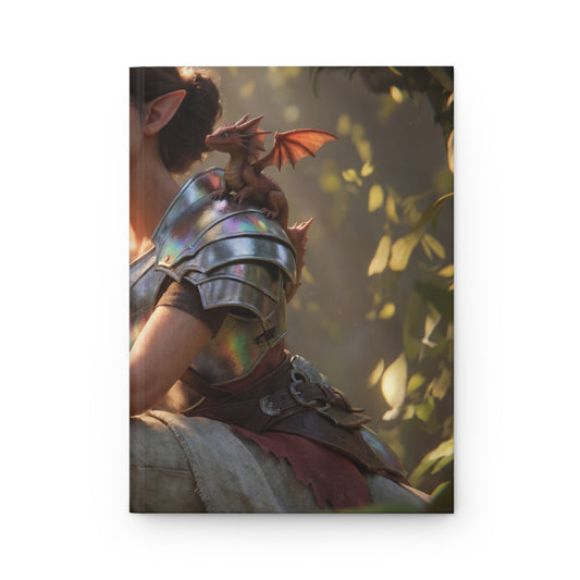 Elf Sentinel with Dragon Companion Hardcover Journal Matte – Sunlit Grove Pause
