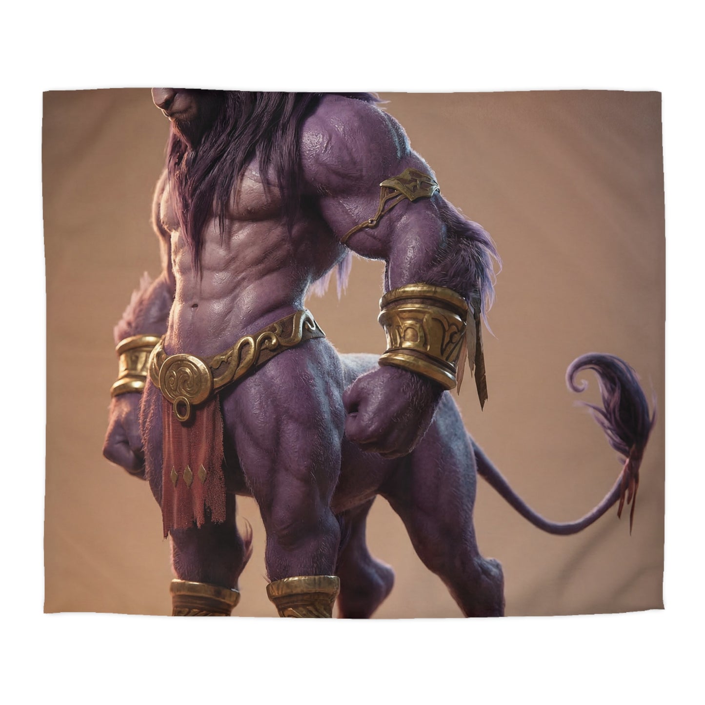 Purple Bull Sentinel Microfiber Duvet Cover – Regal Warrior of the Golden Dawn