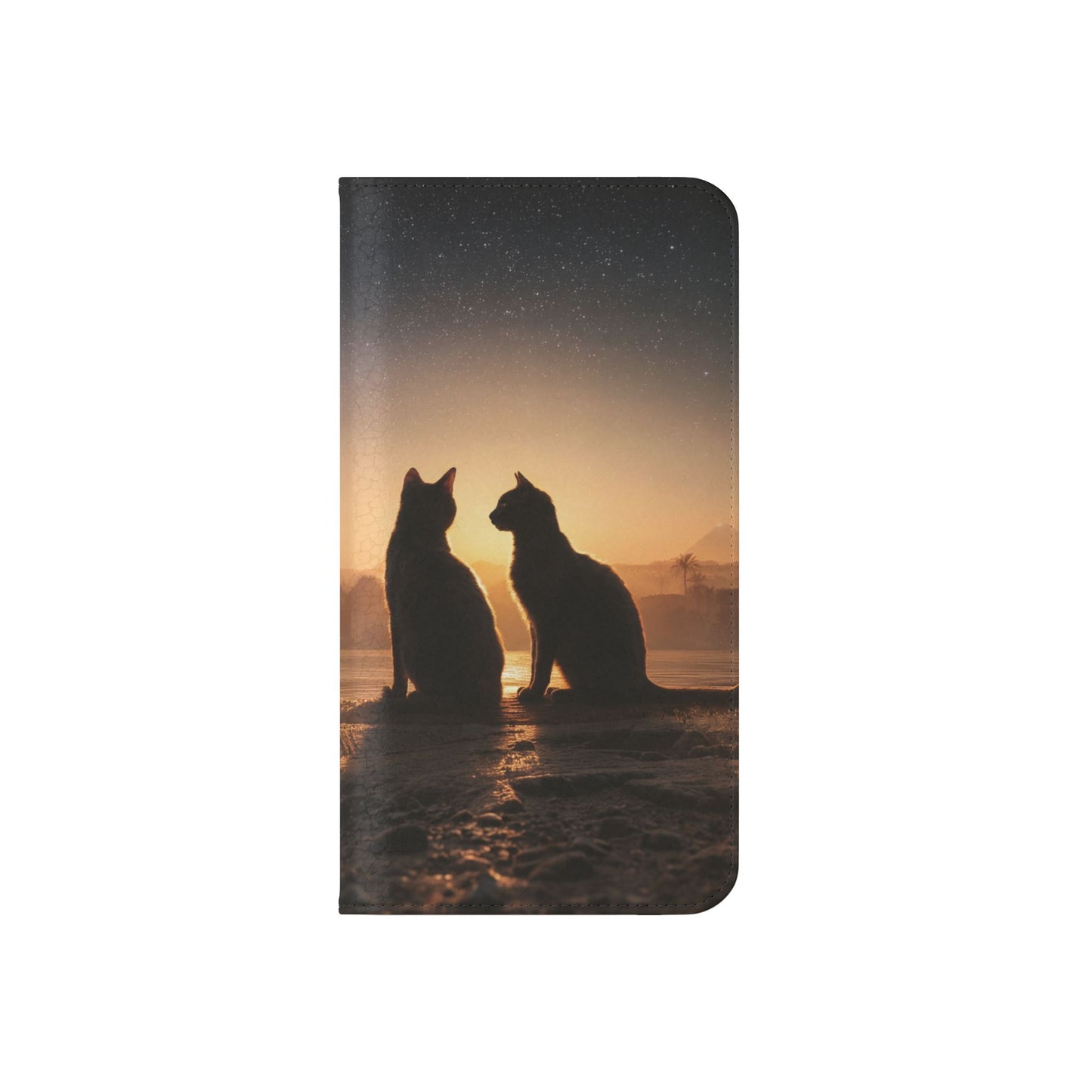 Pharaoh Cats Flip Cases – Starry Nile Guardians on the Bank