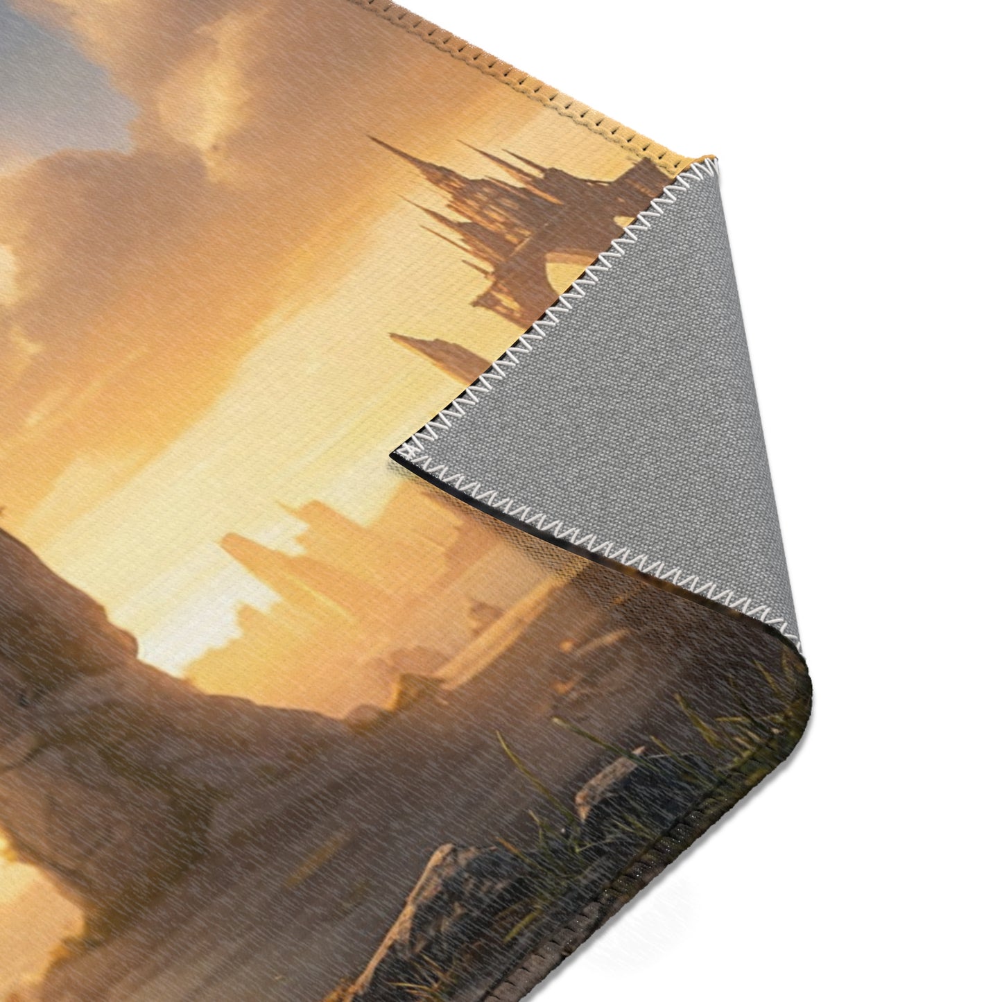 Twin Monoliths Area Rug – Starlit Gatekeepers at Sunset