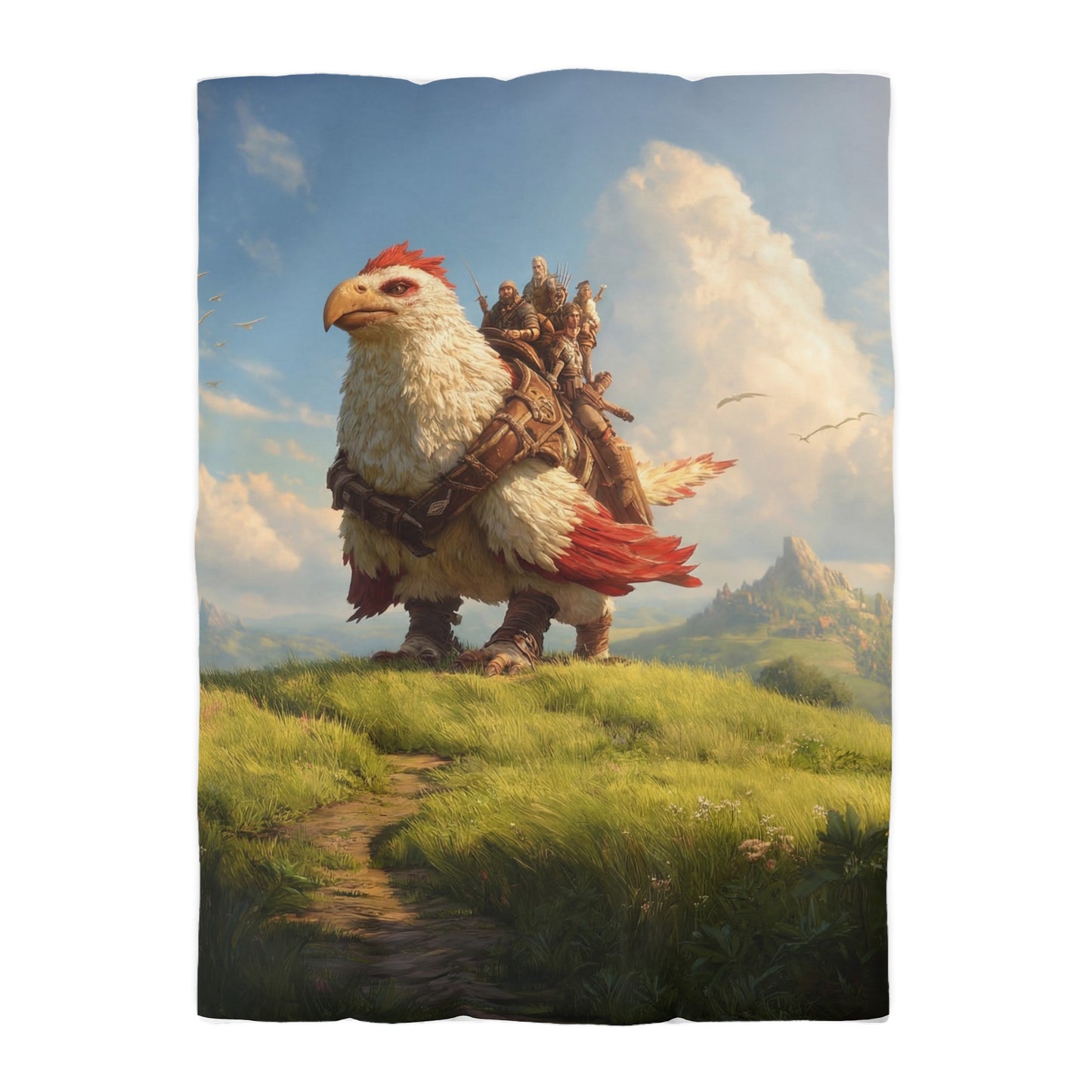 Skybound Hawk Riders Microfiber Duvet Cover – Sunlit Summit Adventure