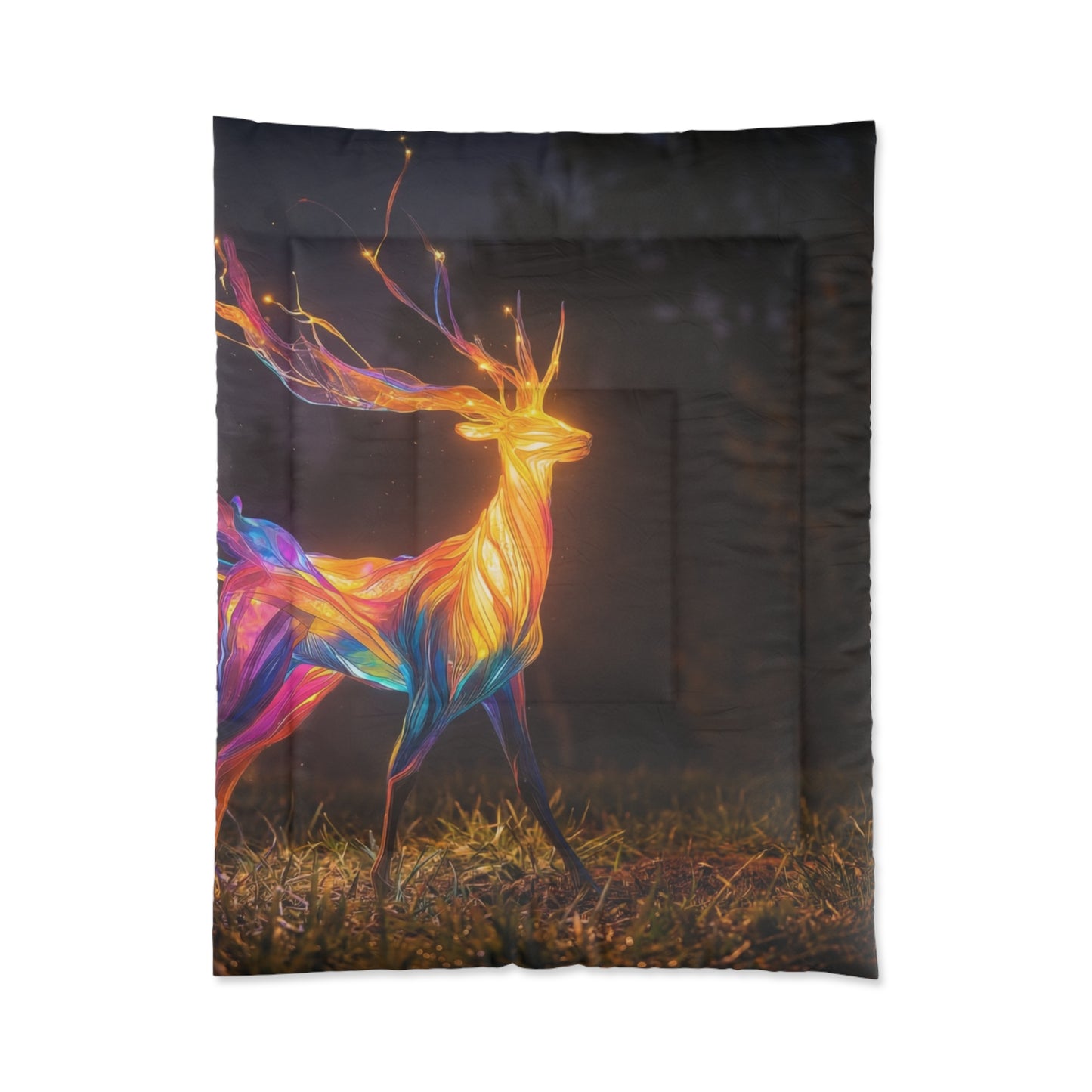 Chromatic Stag Comforter – Whispers of Night and Light