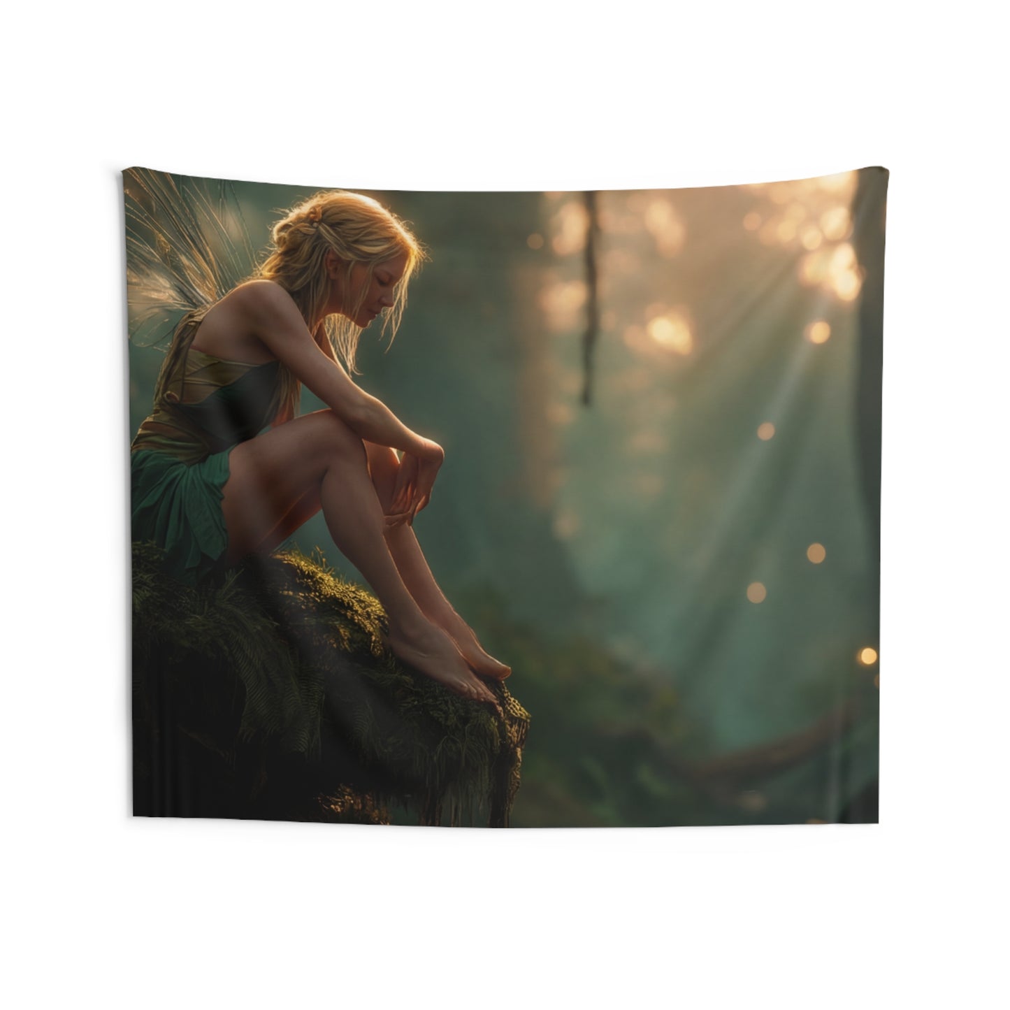 Sunlit Forest Fairy Indoor Wall Tapestries – Golden Hour Sanctuary