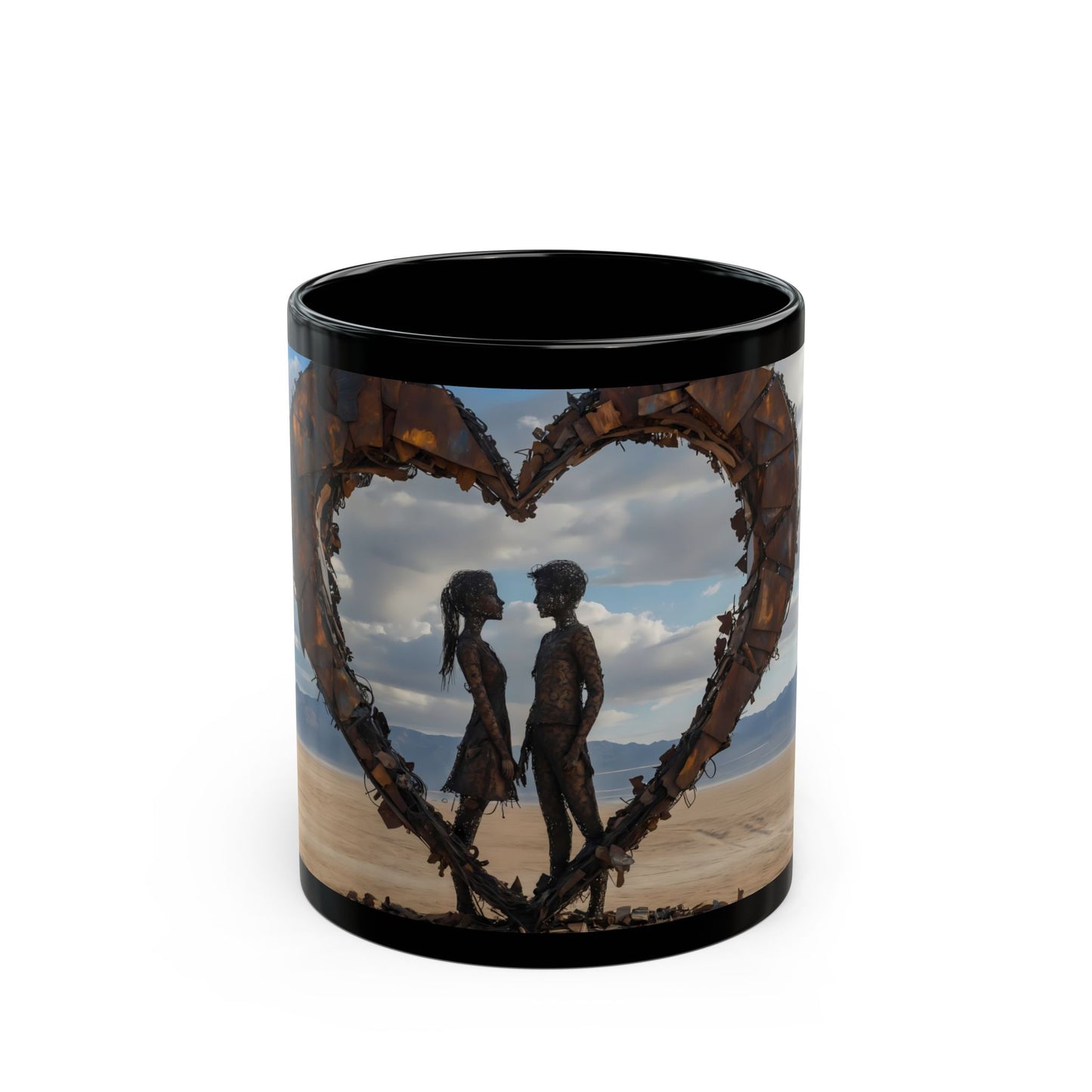 Rust Heart Sculpture Mug – Love Forged in Desert Light