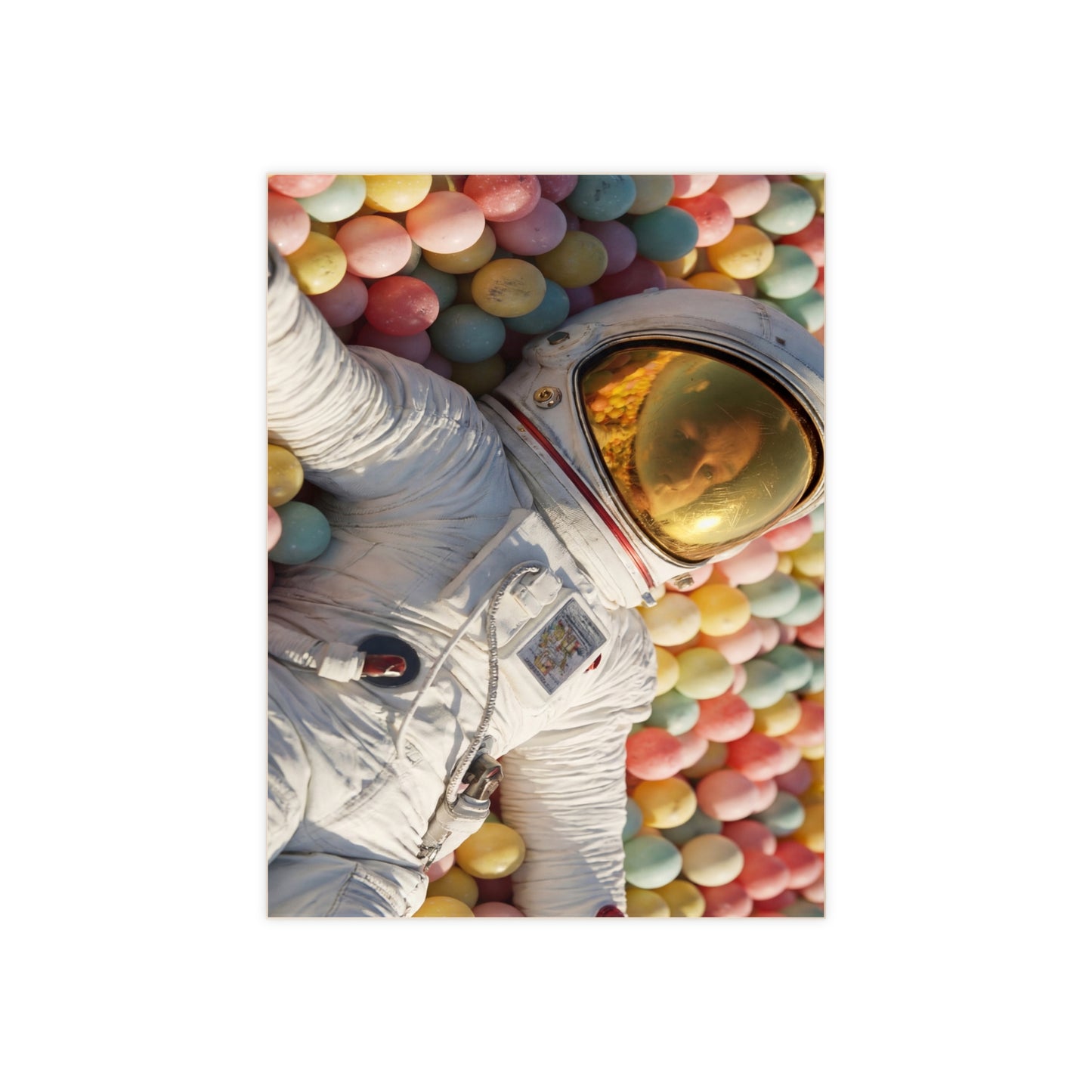 Astronaut in Pastel Ball Pit Ceramic Photo Tile – Weightless Wonderlands