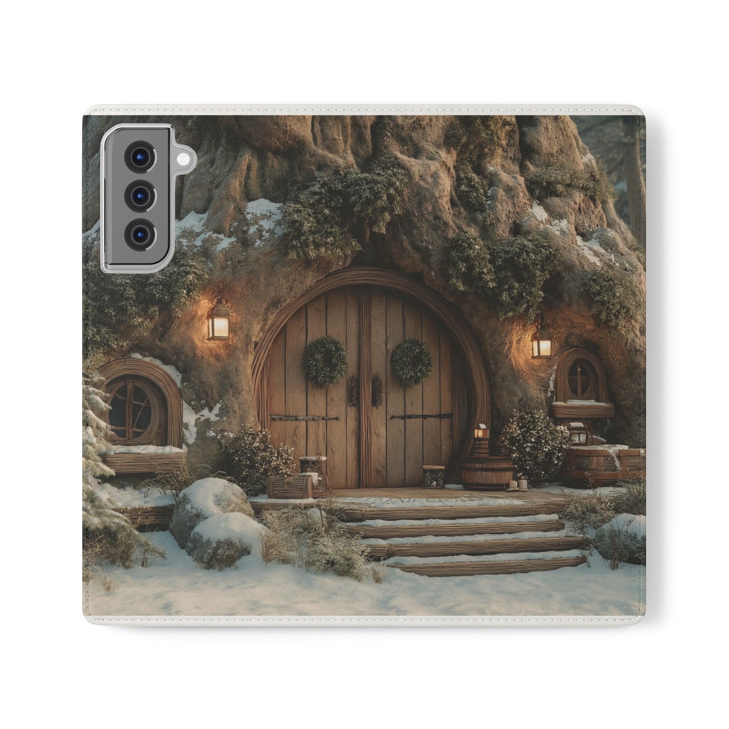 Hobbit Hole Flip Cases – Cozy Winter Doorway Scene
