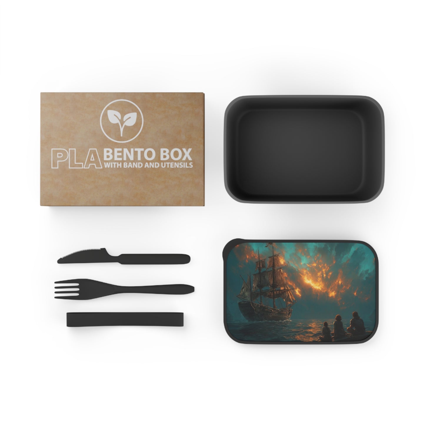 Duskbound Galleon PLA Bento Box with Band and Utensils – Sunset Sailors’ Farewell
