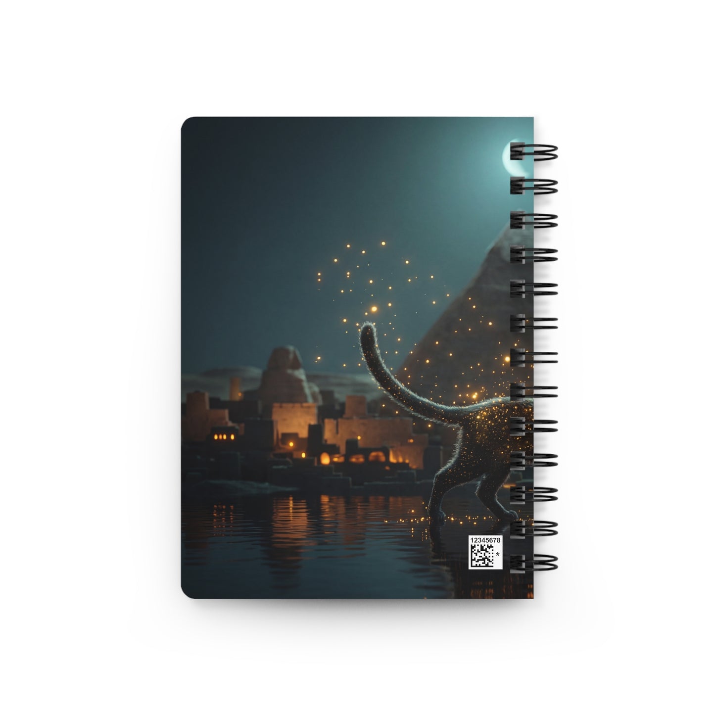 Starlit Cat by Pyramids Spiral Bound Journal – Midnight Nile Guardian
