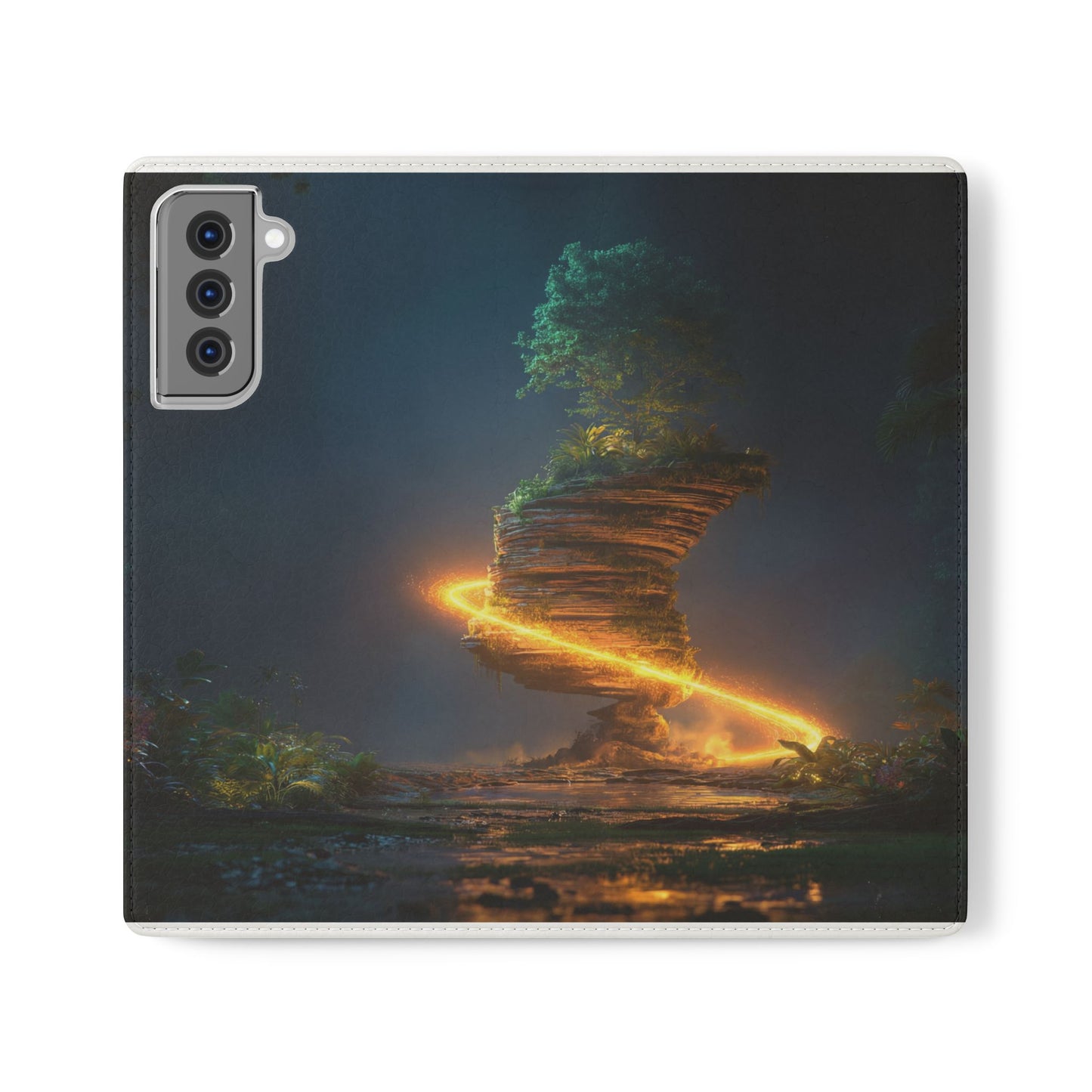 Luminous Floating Island Flip Cases – Amber Twilight Sanctuary